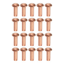 100 Pcs Copper Solid Rivets, 0.16"x0.39" Half Round Head Rivet Metal Fasteners for Electrical Applications, Leather DIY Craft Supplies (M4x10)