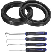 2Pcs Oil Seal, 35x50x8mm TC Nitrile Rubber Double Lip Cover with Hook Kit and Spring for Mechanical Automobile Bearing Shaft, Black
