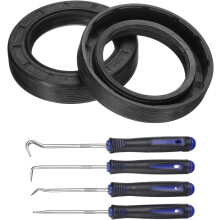 2Pcs Oil Seal, 42x62x12mm TC Nitrile Rubber Double Lip Cover with Hook Kit and Spring for Mechanical Automobile Bearing Shaft, Black