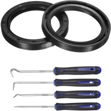 2Pcs Oil Seal, 50x65x8mm TC Nitrile Rubber Double Lip Cover with Hook Kit and Spring for Mechanical Automobile Bearing Shaft, Black