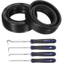 2Pcs Oil Seal, 14x22x7mm TC Nitrile Rubber Double Lip Cover with Hook Kit and Spring for Mechanical Automobile Bearing Shaft, Black
