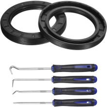 2Pcs Oil Seal, 60x85x10mm TC Nitrile Rubber Double Lip Cover with Hook Kit and Spring for Mechanical Automobile Bearing Shaft, Black