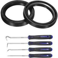 2Pcs Oil Seal, 42x55x8mm TC Nitrile Rubber Double Lip Cover with Hook Kit and Spring for Mechanical Automobile Bearing Shaft, Black