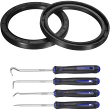2Pcs Oil Seal, 80x100x10mm TC Nitrile Rubber Double Lip Cover with Hook Kit and Spring for Mechanical Automobile Bearing Shaft, Black