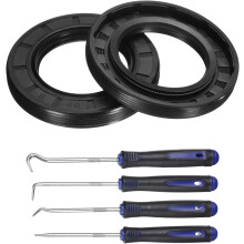 2Pcs Oil Seal, 38x62x8mm TC Nitrile Rubber Double Lip Cover with Hook Kit and Spring for Mechanical Automobile Bearing Shaft, Black