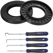 2Pcs Oil Seal, 50x90x10mm TC Nitrile Rubber Double Lip Cover with Hook Kit and Spring for Mechanical Automobile Bearing Shaft, Black