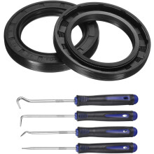 2Pcs Oil Seal, 42x62x8mm TC Nitrile Rubber Double Lip Cover with Hook Kit and Spring for Mechanical Automobile Bearing Shaft, Black