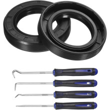 2Pcs Oil Seal, 35x55x10mm TC Nitrile Rubber Double Lip Cover with Hook Kit and Spring for Mechanical Automobile Bearing Shaft, Black