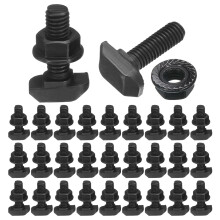 30pcs M6x20mm t Slot Drop-in Bolt, Carbon Steel Hammer Head Bolts t Shape Stud Sliding Screw with M6 Hexagon Flange Nuts for European Standard 30 Seri