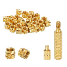 30 Pcs Threaded Inserts with Soldering Iron Tip Press Tool, M4 x 4mm H x 6mm OD Brass Metric Knurled Nuts Heat Set Inserts Embedment Nut for 3D Printi