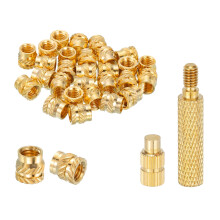 40 Pcs Threaded Inserts with Soldering Iron Tip Press Tool, M5 x 7mm H x 7mm OD Brass Metric Knurled Nuts Heat Set Inserts Embedment Nut for 3D Printi