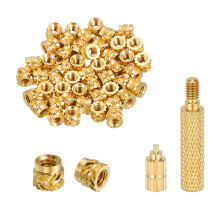 50 Pcs Threaded Inserts with Soldering Iron Tip Press Tool, M2 x 3mm H x 3mm OD Brass Metric Knurled Nuts Heat Set Inserts Embedment Nut for 3D Printi