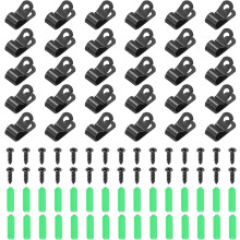 30Pcs 8mm(5/16") Fence Wire Clamps, Agricultural Fencing Mounting Clips R Type Cable Clamps with Screws and Expansion Tubes for Mount Welding Wires to