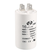 CBB60 Run Capacitor 16uF 450V AC Double Insert 50/60Hz Cylinder 72x40mm White for Air Compressor Water Pump Motor