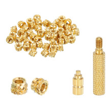 50 Pcs Threaded Inserts with Soldering Iron Tip Press Tool, M3 x 3.5mm H x 5mm OD Brass Metric Knurled Nuts Heat Set Inserts Embedment Nut for 3D Prin