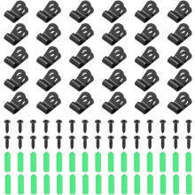 30Pcs 5mm(3/16") Fence Wire Clamps, Agricultural Fencing Mounting Clips R Type Cable Clamps with Screws and Expansion Tubes for Mount Welding Wires to