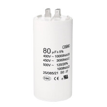 CBB60 Run Capacitor 80uF 450V AC Double Insert 50/60Hz Cylinder 115x55mm White for Air Compressor Water Pump Motor