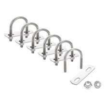 6 Set 17/16" Inner Wide Round U Bolts, 1-7/8" Length 304 Stainless Steel U-Bolts with Flange Hexagon Nuts, Frame Plates for Trailer, Automotive, (27mm