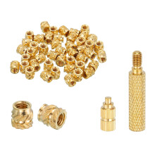50 Pcs Threaded Inserts with Soldering Iron Tip Press Tool, M3 x 5mm H x 5mm OD Brass Metric Knurled Nuts Heat Set Inserts Embedment Nut for 3D Printi