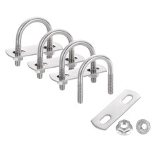 4 Set 1" Inner Wide Round U Bolts, 1-3/4" Length 304 Stainless Steel U-Bolts with Flange Hexagon Nuts, Frame Plates for Trailer, Automotive, (25mm W x
