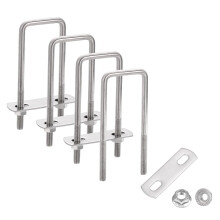 4 Set 1-3/16" Inner Wide Square U Bolts, 3-3/4" Length 304 Stainless Steel U-Bolts with Flange Hexagon Nuts, Frame Plates for Trailer, Automotive, (30