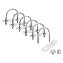 6 Set 1-1/2" Inner Wide Round U Bolts, 2-1/4" Length 304 Stainless Steel U-Bolts with Flange Hexagon Nuts, Frame Plates for Trailer, Automotive, (38mm