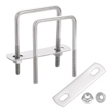 2 Set 1-3/4" Inner Wide Square U Bolts, 3-1/8" Length 304 Stainless Steel U-Bolts with Flange Hexagon Nuts, Frame Plates for Trailer, Automotive, (45m
