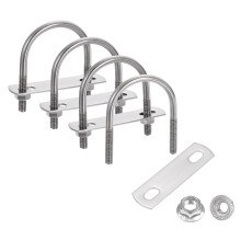4 Set 1-5/8" Inner Wide Round U Bolts, 2-3/8" Length 304 Stainless Steel U-Bolts with Flange Hexagon Nuts, Frame Plates for Trailer, Automotive, (42mm