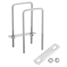 2 Set 2" Inner Wide Square U Bolts, 4-3/4" Length 304 Stainless Steel U-Bolts with Flange Hexagon Nuts, Frame Plates for Trailer, Automotive, (50mm W