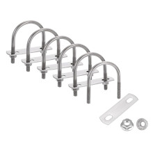 6 Set 1-5/8" Inner Wide Round U Bolts, 2-3/8" Length 304 Stainless Steel U-Bolts with Flange Hexagon Nuts, Frame Plates for Trailer, Automotive, (42mm