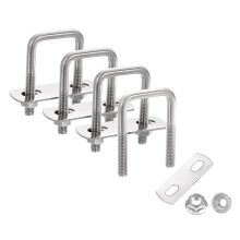 4 Set 1" Inner Wide Square U Bolts, 2" Length 304 Stainless Steel U-Bolts with Flange Hexagon Nuts, Frame Plates for Trailer, Automotive, (25mm W x 50