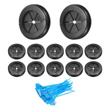 12Pcs 27/32"(21mm) ID, 1" (25mm) Drill Hole, Double Sided Grommets Round Firewall Hole Plug with Marker Cable Ties for Home Office Cable Wire Protecti