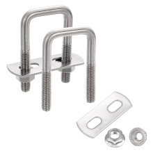 2 Set 13/16" Inner Wide Square U Bolts, 2" Length 304 Stainless Steel U-Bolts with Flange Hexagon Nuts, Frame Plates for Trailer, Automotive, (20mm W