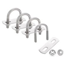 4 Set 7/8" Inner Wide Round U Bolts, 1-11/16" Length 304 Stainless Steel U-Bolts with Flange Hexagon Nuts, Frame Plates for Trailer, Automotive, (22mm