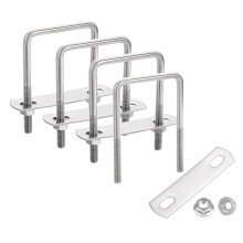 4 Set 1-3/4" Inner Wide Square U Bolts, 3-1/8" Length 304 Stainless Steel U-Bolts with Flange Hexagon Nuts, Frame Plates for Trailer, Automotive, (45m