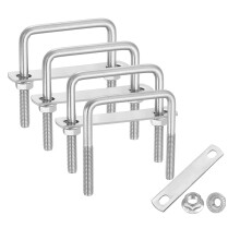 4 Set M8 2-3/4 Inch Inner Wide Square U Bolts, 2-3/4 Inch Length 304 Stainless Steel U-Bolts with Flange Hexagon Nuts, Frame Plates for Trailer, Autom