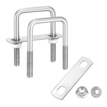 2 Set M8 1-9/16 Inch Inner Wide Square U Bolts, 3-9/16 Inch Length 304 Stainless Steel U-Bolts with Flange Hexagon Nuts, Frame Plates for Trailer, Aut