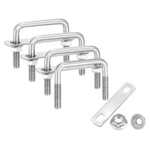 4 Set M8 2 Inch Inner Wide Square U Bolts, 2 Inch Length 304 Stainless Steel U-Bolts with Flange Hexagon Nuts, Frame Plates for Trailer, Automotive, (