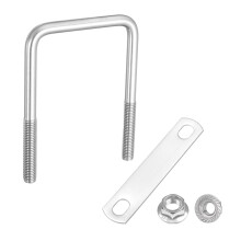 M10 3 Inch Inner Wide Square U Bolts, 4-3/4 Inch Length 304 Stainless Steel U-Bolts with Flange Hexagon Nuts, Frame Plates for Trailer, Automotive, (7