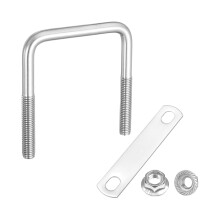 M10 3-1/8 Inch Inner Wide Square U Bolts, 4 Inch Length 304 Stainless Steel U-Bolts with Flange Hexagon Nuts, Frame Plates for Trailer, Automotive, (8