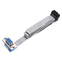 IDC Wire Flat Ribbon Cable DB9 Female to FC-10 Female Connector 2.54mm Pitch 50cm Length
