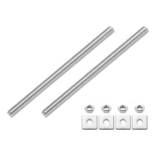 2Pcs Fully Threaded Rod, M8 x 120mm 304 Stainless Steel Fully Threaded Studs with Nuts and Washers for Clamps, Hangers and U-Bolts, Silver