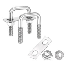 2 Set M8 1 Inch Inner Wide Square U Bolts, 2 Inch Length 304 Stainless Steel U-Bolts with Flange Hexagon Nuts, Frame Plates for Trailer, Automotive, (