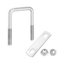 M8 1-9/16 Inch Inner Wide Square U Bolts, 3-9/16 Inch Length 304 Stainless Steel U-Bolts with Flange Hexagon Nuts, Frame Plates for Trailer, Automotiv