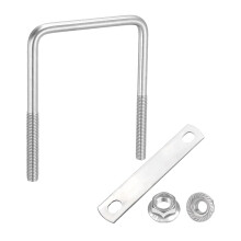 M8 2-3/4 Inch Inner Wide Square U Bolts, 4-5/16 Inch Length 304 Stainless Steel U-Bolts with Flange Hexagon Nuts, Frame Plates for Trailer, Automotive