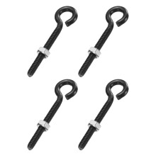4 Pack Eye Bolts, M6 x 60mm 304 Stainless Steel Threaded Eyebolt Black Eye Hooks with Nut for Hanging or Securing Cables