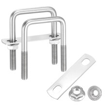 2 Set M8 1-25/32 Inch Inner Wide Square U Bolts, 3 Inch Length 304 Stainless Steel U-Bolts with Flange Hexagon Nuts, Frame Plates for Trailer, Automot
