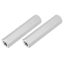 2Pcs UNC 1/4"-20 Coupling Nut, 50mm Length 304 Stainless Steel Hex Rod Coupler Nut with Partial Thread (15mm Deep on Each End), Isolation Column Nuts,