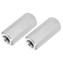 2Pcs UNC 3/8"-16 Coupling Nuts, 40mm Length 304 Stainless Steel Hex Rod Coupler Nut Fully Threaded Studding Connector Fasteners, Silver Tone