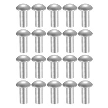 200Pcs Brazier Head Rivets, M5 x 10mm Aluminum Solid Dome Head Boat Rivets Fasteners for Ships Aircraft Machinery Joining and Repair, Silver Tone